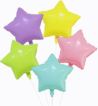 20pcs 18" Pastel Star Rainbow Mix Color Macaron Mylar Balloons | 18" Pastel Star Foil Balloon for Decore Birthday Show Wedding Anniversary, Graduation Theme Party Events Praty
