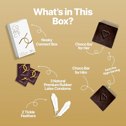Image of Nooky Connect Romance Booster Kit - Condoms | Mood-Lifting Chocolates for Couples | Chocolate For Uplifting Mood | Best Gift Set For Men & Women | Vegan & Gluten-free | 200g (Connect Pack of 4)