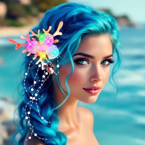 Pinzas de Pelo LED con Concha de Sirena miniatura 3