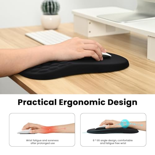 Image of EooCoo Mouse Pad Wrist Support with Massage Design,Ergonomic Mouse Mat,Mousepad Wrist Rest Pain Relief with Memory Foam&Non-Slip Silicone Base,Gaming Mouse Pads for Desk Accessories (12x8 inch,Black)