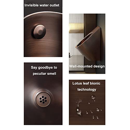 OTQEFTN Men's Metal Urinal, 304 Stainless Steel Wall-Mounted Automatic Flushing Small Vertical Urinal with Sensor Valve Flushing, Suitable for Family, Hotel, School Use