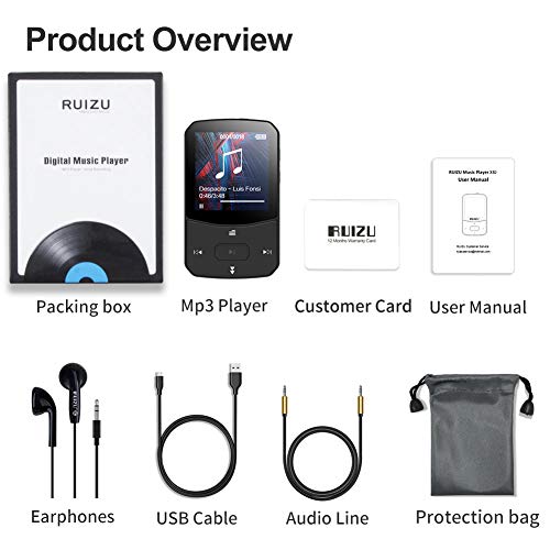 Clipe Mp3 Player com Bluetooth 5.0, mini reprodutor de música de som sem perdas com rádio FM gravado