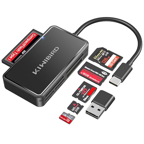 KiWiBiRD SD Card Reader XD CF Card Reader USB C Compact Flash Memory Stick Pro Duo M2 MS TF Micro SD Compatible with PC Camera Laptop iPhone 17 Air 16 Plus Pro Max Mac iPad Galaxy S25 S24 Android