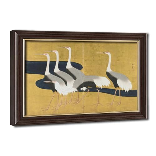 Toile Cranes de Sakai Hoitsu cadre à suspendre en coton canvas premium