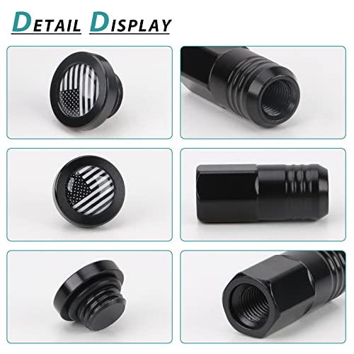 Image of M12x1.5 Lug Nuts 20pcs with American Flag End Cap Compatible with Chevy Impala Honda Accord CRV Civic Ford Focus Wheel(Black)
