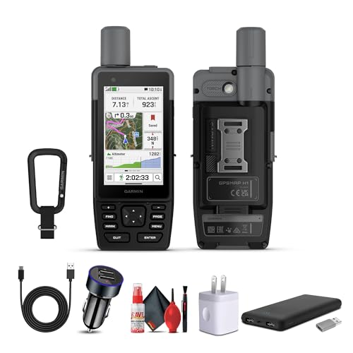 Image of Garmin GPSMAP H1 Premium GPS Handheld Navigator for Hiking, Rugged Design with Color Touchscreen and Buttons, Long Battery Life, Built-in Flashlight, Preloaded Maps Bundle