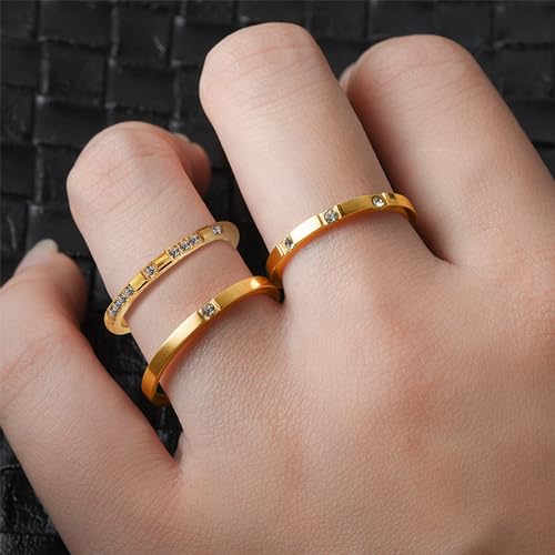 Roe Dolph Gold Rings That Don't Tarnish Gold Engagement Rings Gold Cubic Zirconia Rings Danity Wedding Band Rings for Women Non Tarnish Stackable Knuckle Rings Set for Teen Girls2