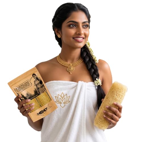 Image of 100% Natural Ridge Gourd Loofah Bathing Scrub (Pack of 2) | Organic Body Scrubber & Exfoliator | Turai /Peerkangai /Beerakaya Luffa Sponge for Glowing Skin | Eco-Friendly Pouf