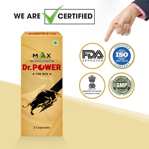 Image of Max Ayurveda Dr. Power Capsules for Men | 100% Ayurvedic & GMP Certified | Stamina, Power and Energy Booster | Pack of 3 (2 Capsules Each)