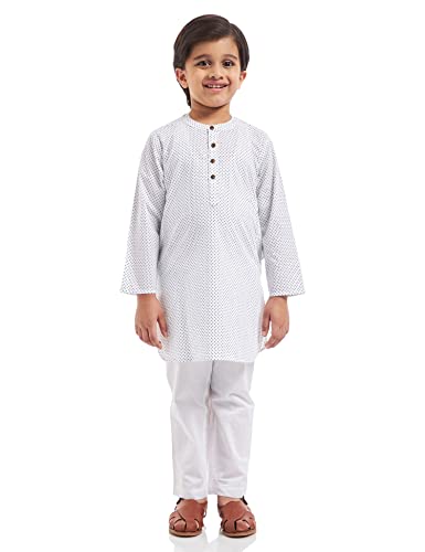 Image of Amazon Brand - Jam & Honey Regular Boys Kurta Sets PJ-SLUB White 9-10 Years