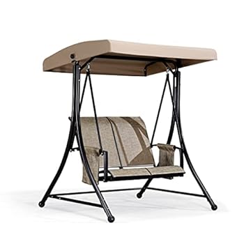 Alternative view of PURPLE LEAF 2-Seat Deluxe Outdoor Patio Porch Swing with Weather Resistant Steel Frame, Adjustable Tilt Canopy, Beige