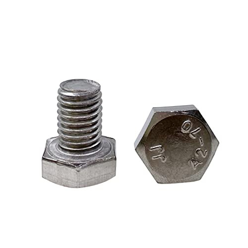 Image of M8 Hex Bolt, M8-1.25 x 12mm Hex Head Screw Bolts, 304 Stainless Steel, Fully Threaded, Plain Finish, Hex Tap Bolts 20Pcs (M8x12mm)