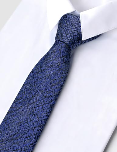 Image of Barry.Wang Skinny Ties for Men Cashmere Wool Blend Necktie with Tie Clip | Tie and Tie Clip Set, Cashmere Wool Blend, Textured Woven Stripe, 2.76 x 63 Inches, Extra Long Slim, Wedding Work Winter