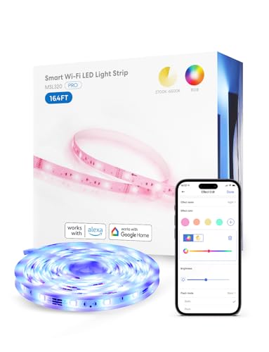 Refoss Smart LED Strip Light, 5M RGBWW Light Strip Compatible with Alexa, Google Home, Multicolor LED Lights with Voice Control and Remote Control for Bedroom, Party, DIY Decoration