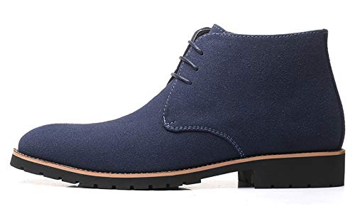 Santimon Men's Suede Leather Lace Up Oxfords Chukka Ankle Boots Black Blue Brown3