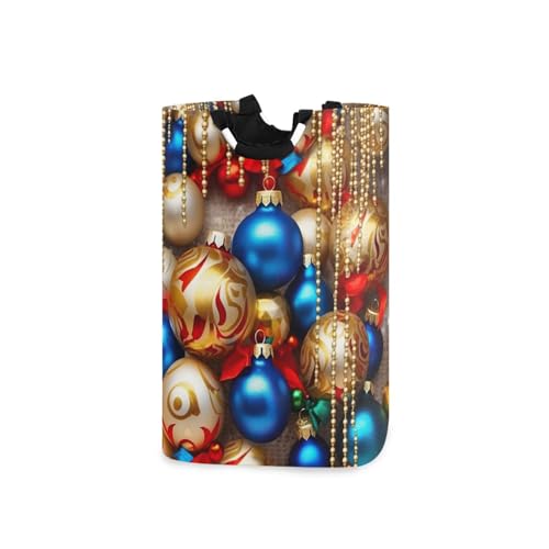 Jihqo Laundry Hamper Basket Christmas Balls Collapsible Nursery Storage Bin Waterproof Clothing Baskets for Home Bedroom Bathroom Washing Room