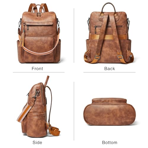 Image of Shrrie Vegan Leather Laptop Backpack for Women 15.6 inch Work Backpack Fashion Travel Backpack Purse for Travel College Work