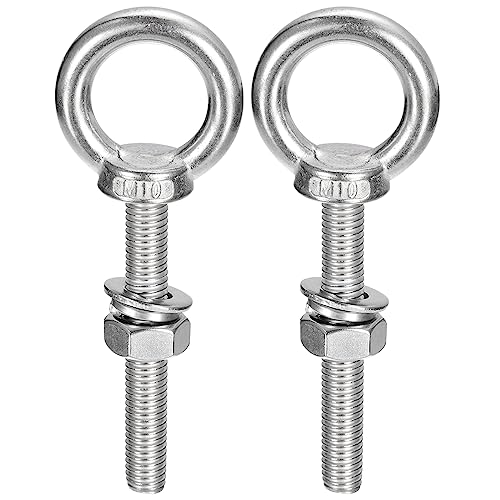 Image of uxcell Lifting Eye Bolt, 2 Sets M10x70mm Eye Bolt with Nut Washer 304 Stainless Steel Shoulder Lifting Ring Eye Bolt for Hanging Item