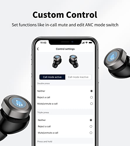 Edifier W240Tn Active Noise Cancellation Earbuds With Bluetooth V5.3 - True Wireless Earbuds With Dual Dynamic Drivers - Fast Charging - Custom Eq - Physical Button And App Control - Black #TOP6