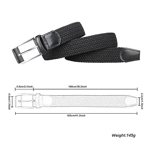 Elastic Braided Belt for Men - Stretch Canvas Woven Casual Waist Band Web Belt 41" for Work Travel Sports Men Women2