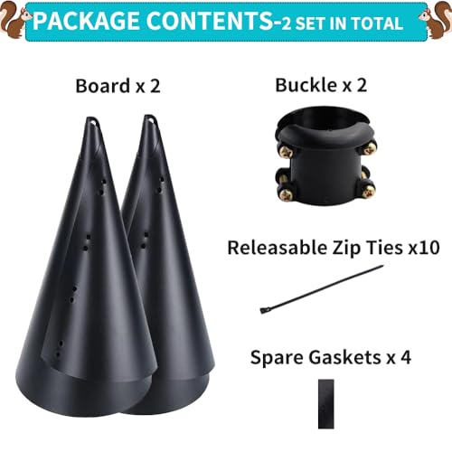 2 Pack 18 Inch Extra-Wide Squirrel Baffle for Bird Feeder Poles - Heavy-Duty Adjustable PP Guard, for Outdoor Pole Mount Stopper & Shepherd’s Hook, 360° Bird House Protection (Fits 0.67-1.38\" Poles)