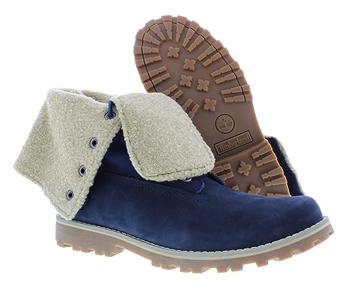 Timberland Youth Authentics 6 inch Shearling Navy Nubuck Boots 4 US2