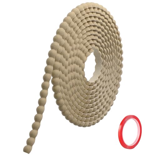 Hengrongshen Zierleisten Selbstklebend Holz (3M x 8mm) Flexible PVC Wandleisten mit 3D Holzperlenbordüre zum Abziehen und Aufkleben Ideal für Wand Spiegelrahmen Decke Fliesen TV-Wandkanten