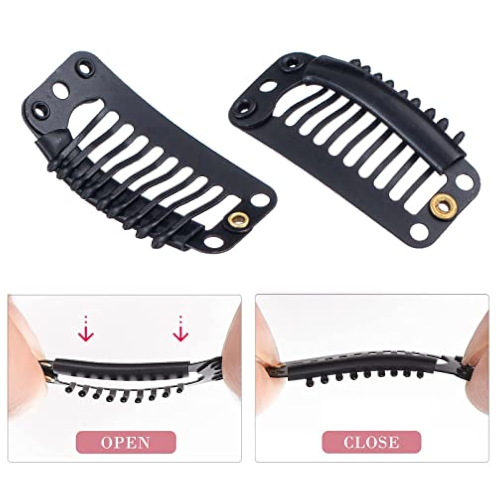 Hair Extension Clips Pack of 12, Black