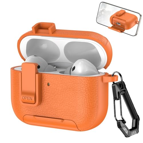 Étui AirPods 2 orange élégant en cuir et silicone