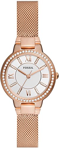 Fossil Virginia Reloj para mujer, movimiento de cuarzo con correa de acero o piel, Tono oro …