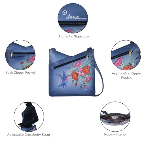 Image of Anna by Anuschka Women's Women's Original Genuine Leather Hand-painted V Top Large Crossbody - Leather Handbag for Women