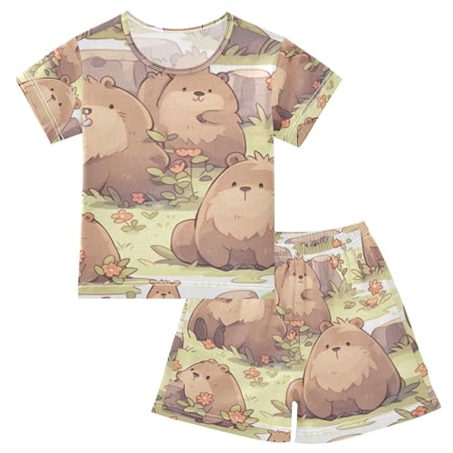 Ollabaky Women's Pajama Set – Short Sleeve Sleepwear & Lounge Set | Soft Polyester-Spandex, S-XXL - View #8