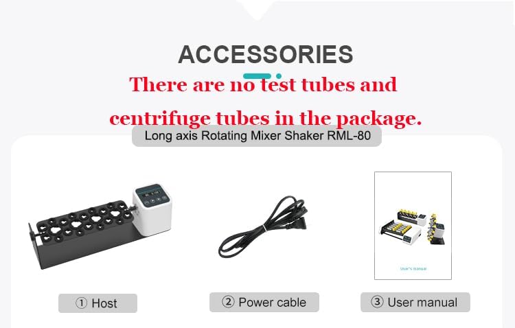 Mixer Shaker Long Axis Rotating Mixer Shaker Lab Rotating Mixer for Mixing Test Tube Liquid with Vibration Speed Range 20-80rpm Brush Motor