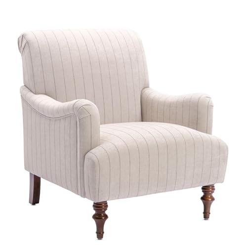Comfort Pointe Seville Sea Oat Beige with Charcoal Stripe Polyester Fabric Arm Chair