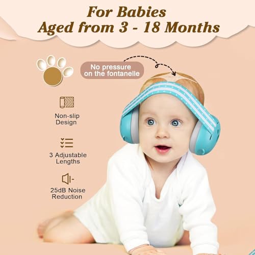 Image of BAYBEE Ear Protection Headphones for Babies | Essential Infant Noise Reduction Ear Muffs with 25 dB Noise Cancellation & Adjustable Strap | Improves Sleep, Perfect for Travel, Concerts
