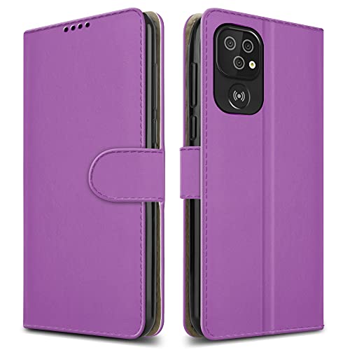 For Doro 8100 Leather Phone Case, Magnetic Closure Full Protection Book Folio Design, Wallet Case Cover [Card Slots] and [Kickstand] For Doro 8100 - Purple