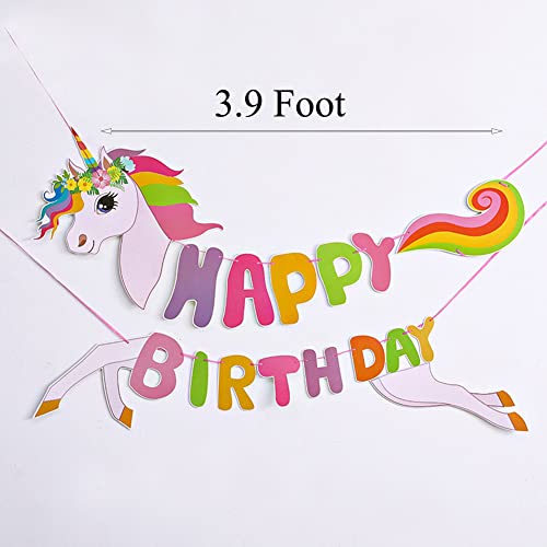 Ornaous Unicorn Happy Birthday Banner, Cute Birthday Party Hanging Decorations Wall Décor For Kids Girls Boys #TOP2