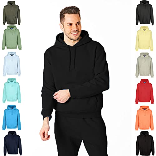 RIPT Essentials RCSWT763 Herren Kapuzen-Soft-Touch-Loungewear-Hoodie-Sweatshirt-Oberteil, Schwarz, XL