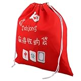 YARNOW Großer Mahjong Aufbewahrungsbeutel aus Dickem Stoff Strapazierfähige Kordelzugtasche für Mahjong spielsteine Geräumiger Mahjong Organizer in Leuchtendem Rot