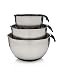 Francois et Mimi 16/20/24cm Food-Grade 3-Piece Stainless Steel Mixing Bowl Set with Easy-Grip Silicone Handles and Lids, with pour spouts Mixing Bowls