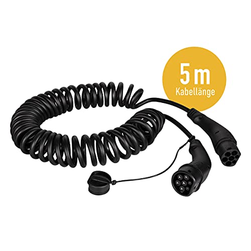 Câble de charge type 2 pour borne 22kW, cordon spirale Harting triphasé 32A de 5 mètres - 7