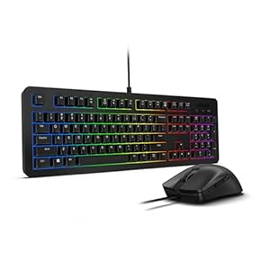 Lenovo Legion KM310 RGB Wired Gaming Keyboard & Mouse Combo – K310 Keyboard w/Silent Operation & Compact Water-Resistant Design – M300S Mouse with 8000 Adjustable DPI, 220 IPS, 6 Programmable Buttons
