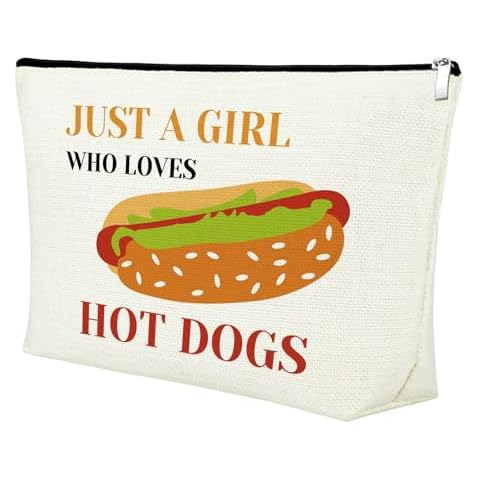Mxrymvu Hot Dog Gifts for Women Makeup Bag Funny Hot Dogs Cosmetic Bag Hot Dog Lover Gift Hot Dog Themed Gifts Food Lover Gift Birthday Christmas Gifts for Friend Sister Makeup Zipper Pouch Bag Cover