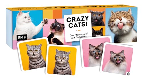 Memo-Spiel: Crazy Cats!: Mit 60 lustigen Katzen-Motiven von süß bis Grumpy für Katzenfans von 6-99 Jahren
