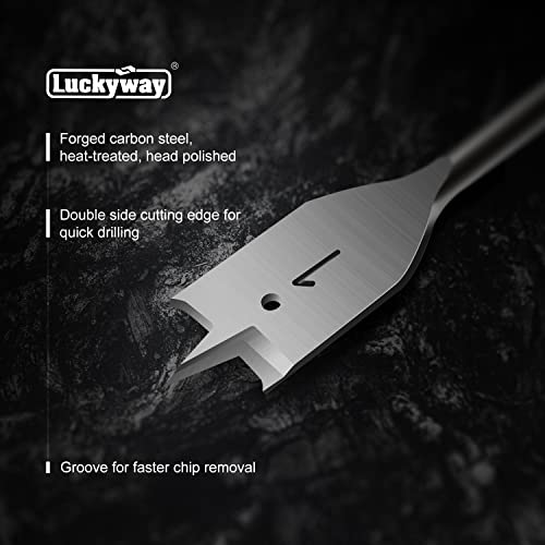 Luckyway 8-Piece 3/8 Inch To 1 Inch Spade Drill Bits Set For Wood, Plastic, Aluminum Hole Cutting #TOP2