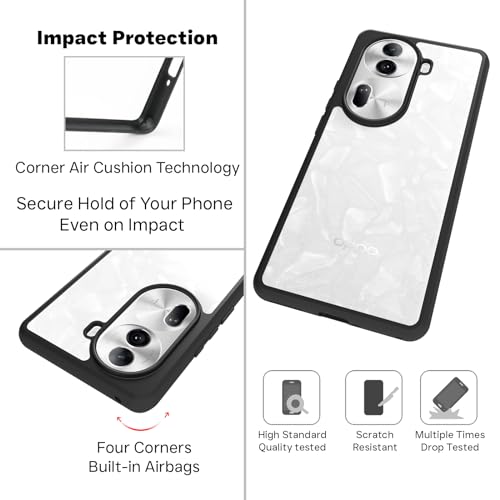 Image of RIGGEAR Shockproof Sleek Hybrid Armor Back Cover Case Compatible with Oppo Reno 11 Pro 5G (Clear PC + Black TPU Bumper)