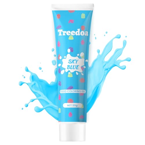 Food Colouring Gel Tube Highly Concentrated Professional-Grade Gel Edible Ingredients Easy to Use Vibrant Colour Food Dye for Cake Decorating Baking Easter Egg Icing Fondant Cookies Slime-Sky Blue 20g