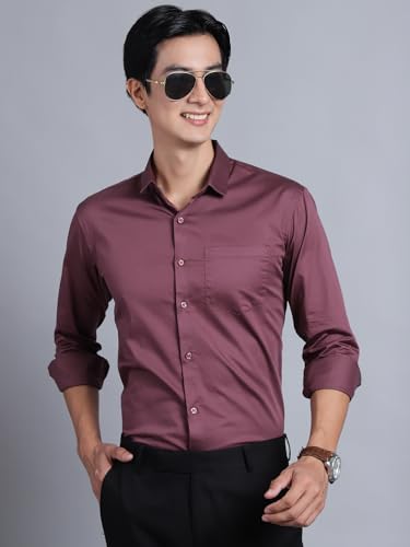 Image of Majestic Man Slim Fit Satin Cotton Formal Shirt for Men