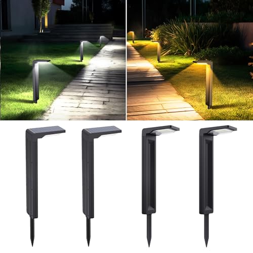 Sunvivo Solar Pathway Lights,2 Modes(Cold White/Warm White),Bright Solar Path Lights Outdoor Waterproof,Perfect Guide Light or Deco for Sideway,Driveway,Walkway,Backyard,Garden,Lawn,Event(4Pack)