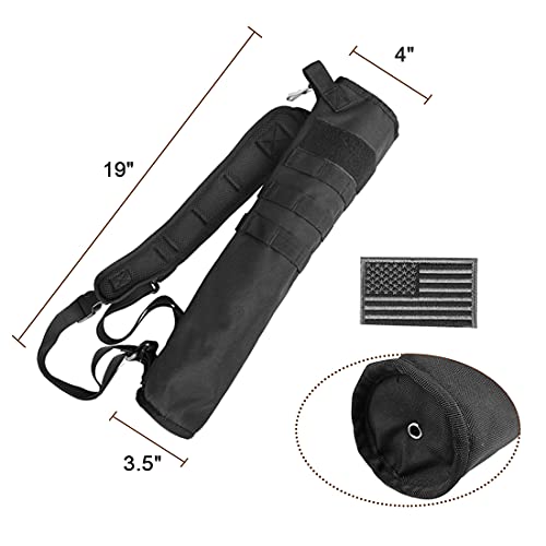 Kratarc Archery Lightweight Back Arrow Quiver Foldable Compact Hip Arrows Bag With Molle System Hanged For Target Shooting (Black- Diameter 4'') #TOP3